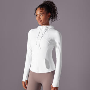 Chaquetas Deportivas Ajustadas para Mujer, Chaqueta de Yoga Delgada con Cremallera Completa y Manga Larga, Chaquetas Atléticas con Bolsillos con Cremallera - Product Image 1