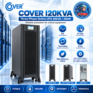เครื่องสำรองไฟฟ้าแบบออนไลน์ COVER I20KVA SAI สามเฟส 20KVA / 20000W แบบทาวเวอร์ ระบบแปลงไฟแบบดับเบิ้ล พร้อมแบตเตอรี่ในตัว 80 ก้อน 9Ah - Product Image 1