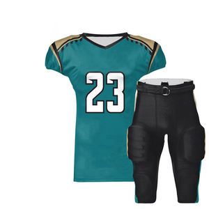 Uniforme de football américain pour hommes de qualité supérieure, kit personnalisé avec impression sublimée antibactérienne, manches courtes, 100% polyester - Product Image 4