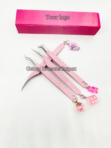Pinzas para Extensión de Pestañas con Recubrimiento en Polvo Rosa Claro, Diferentes Estilos, con Diferentes Adornos, Logotipo Personalizado, Instrumento de Belleza - Product Image 4