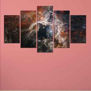 Affiche sur toile imprimée avec motif de nébuleuse cosmique, art mural sur le thème de la galaxie profonde, lot de 5 toiles assorties - Product Image 1