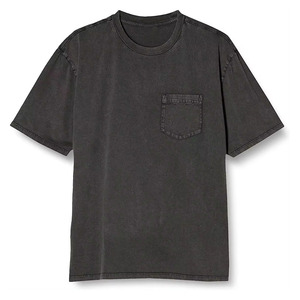 T-shirt surdimensionné vintage délavé avec logo personnalisé T-shirt streetwear en coton épais délavé à l'acide avec poche T-shirts pour hommes - Product Image 4