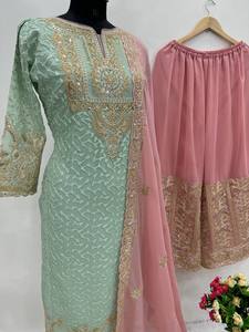 Trending Gharara Suit Collection Georgette Fabric con bordado Work para mujer Ropa de boda - Product Image 3