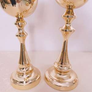 ของตกแต่งกลางโต๊ะทรงสูงทำจากโลหะ ดีไซน์ทรงถ้วยขัดเงา สำหรับงานแต่งงาน งานเลี้ยง งานอีเว้นท์ โรงแรม ตกแต่งภายใน - Product Image 4