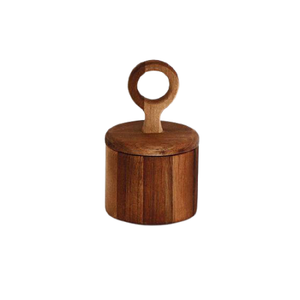 Boîte à épices en bois de conception admirable conteneur de stockage de sel et de poivre de forme ronde de taille personnalisée avec couvercle - Product Image 1