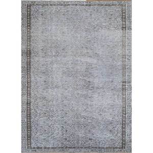 Tapis en laine gris et noir vintage noué à la main, grand format, motif médaillon rectangulaire Pae-634, pour la maison, le couloir, l'entrée - Tapis 9x12 - Product Image 1