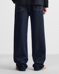 Jeans baggy de haute qualité pour hommes, pantalon vintage à motif solide, fermeture à cordon, tissage tricoté, pantalon en jean décontracté pour hommes - Product Image 4
