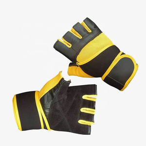 Guantes de Neopreno Transpirables de Medio Dedo para Levantamiento de Pesas con Correa de Muñeca Ajustable, Unisex, para Gimnasio y Fitness, Negro y Amarillo, 0.5 kg - Product Image 4