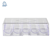Boîte de rangement en plastique transparent à 5 rangées avec 100 à 200 jetons de poker et ensemble de plateaux