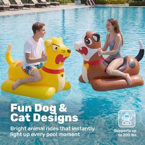 Juego de flotadores inflables premium para piscina con juguetes gigantes de gatito y cachorro para niños y adultos, ideal para fiestas en la piscina. - Product Image 2