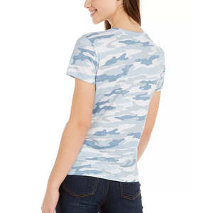 T-shirt Grafica Camouflage da Donna Lucky Brand 100% Cotone Blu Taglia XS Tessuto Jersey Traspirante - Product Image 2