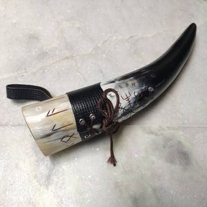 Corne de bière de style ange Viking de haute qualité écologique avec support en cuir poli par HF CRAFTS India à vendre à l'exportation - Product Image 2
