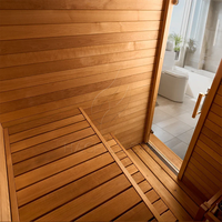 Cabine de sauna intérieure de qualité commerciale pour 2 personnes, construction en bois naturel robuste pour hôtels, centres de villégiature et spas privés