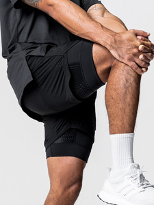 กางเกงวิ่งผู้ชายแบบ 2 in 1 คุณภาพสูง ผลิตจากโพลีเอสเตอร์ รับผลิตแบบ OEM - Product Image 3