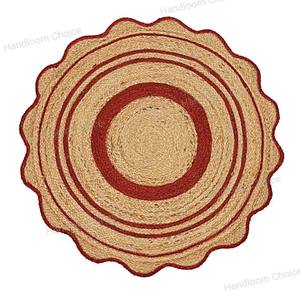 Tapis rond en coton et jute tissé à la main pour salon, chambre à coucher, canapé, tapis tressé fait main, décoration intérieure, revêtement de sol - Product Image 5