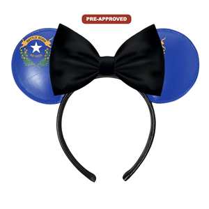 Ella. Accesorios Personalizados de Fábrica: Diadema de Vinilo Hecha a Medida con Diseño de Orejas de Ratón y Bandera del Estado de Nevada, Ajuste Universal - Product Image 1