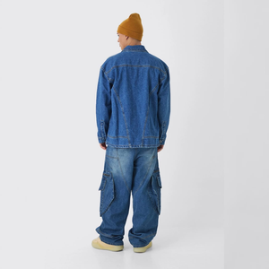 Ropa de calle para hombre de alta calidad, pantalones vaqueros holgados de pierna ancha lavados con piedra de algodón 100% personalizados para hombre, diseño personalizado - Product Image 4