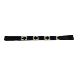 Bandeaux de polo de cheval en cuir de qualité supérieure rouge et or avec bande noire cousue à la main en forme de U - Product Image 6