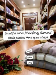 Chaîne élégante et modeste brodée à la main pour femmes avec diamants Abayas haut de gamme robes formelles traditionnelles de Dubaï tissu respirant - Product Image 3