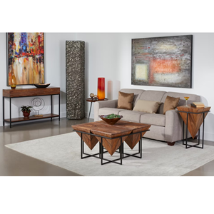 โต๊ะกาแฟดีไซน์ทันสมัยพร้อมฐานโลหะและด้านบนเป็นไม้เนื้อแข็ง-เหมาะสำหรับห้องนั่งเล่นและเฟอร์นิเจอร์ภายในบ้าน - Product Image 3