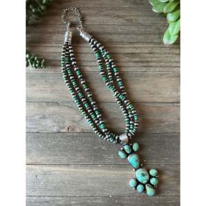 Bobby Johnson Sonoran Gold Turquoise Sterling Silver Cluster Necklace <b>Set</b> - Product Image 3