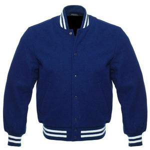 Mangas de cuero blanco Logotipo de béisbol en relieve Letterman Lana Bomber Varsity Chaquetas para hombres Chaqueta Varsity tejida - Product Image 4