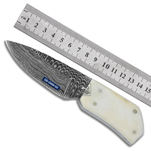Cuchillo de caza personalizable de alta calidad, hoja de acero de Damasco, mango de hueso de camello, Funda de cuero de vaca hecha a mano, soporte OEM láser - Product Image 4