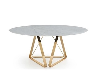 Offre Spéciale bureau rond en bois meubles de salon table basse centrale de luxe moderne multifonction avec cadre en métal doré - Product Image 2