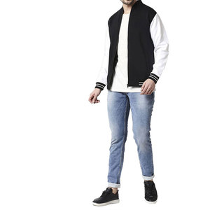 Chaqueta de Hip Hop Personalizada para Hombre, Estilo Streetwear, Tejido Jacquard, Tipo Varsity, Tallas Grandes, Cuello Alto, Impermeable, con Cierre - Product Image 4