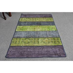 Tapis moderne vert bleu large 2.5x4.6 pieds Style turc Patchwork Design laine de viscose pour entrée couloir chambre d'adolescent - Product Image 3