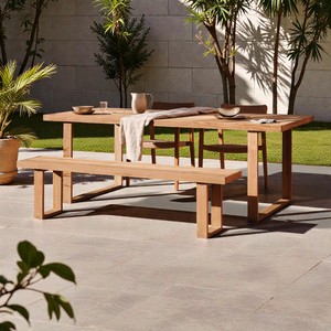 Mesa de Jardín de Madera de Teca Sólida, Muebles de Patio Modernos y Minimalistas, Mesa Rectangular de Madera para Patio Trasero, Balcón o Terraza - Product Image 6