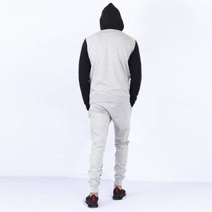 Survêtement d'hiver noir uni en gros, imprimé sur mesure, ajusté, 2 pièces, 100% coton, survêtement de sport personnalisé pour hommes et unisexe - Product Image 6