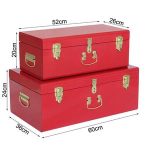 Ensemble de 2 coffres de rangement en métal rouge de Noël, coffres de rangement en métal - Product Image 2