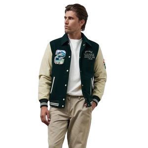 Veste universitaire du fabricant OEM pour hommes, manches en cuir brodé de chenille, veste universitaire Letterman personnalisée - Product Image 1