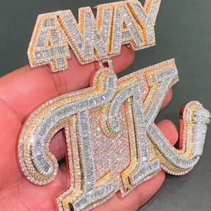 Colgante Personalizado con Nombre en Dos Tonos, Chapado en Oro, con Incrustaciones de Moissanita VVS, Estilo Hip Hop, Bonito, de Plata de Ley, Unisex - Product Image 5