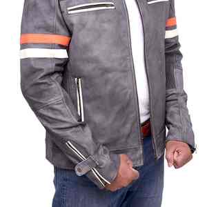 Chaqueta de Cuero Genuino para Hombre, Estilo Motero, Nueva Colección 2026, Ecológica, Ligera, con Logotipo Frontal, Estilo Urbano - Product Image 2