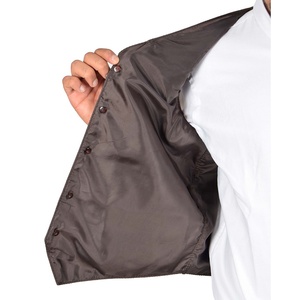 ATLANTIC Chaleco Anti-UV a prueba de viento de cuero de ante genuino marrón para hombre con cuello en V Cierre de cremallera de motocicleta de invierno - Product Image 6