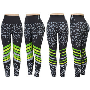 เลกกิ้งเล่นโยคะของผู้หญิงเลกกิ้งแฟชั่นเอวยางยืดพิมพ์ลายทางสั่ง2025ได้ - Product Image 5