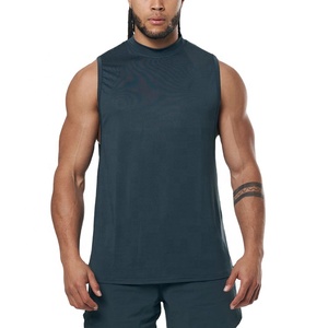 Camisetas sin mangas de talla grande con logotipo personalizado para hombre, camisetas transpirables de algodón tejido de secado rápido para entrenamiento en el gimnasio, Camiseta deportiva lisa en blanco personalizada - Product Image 1