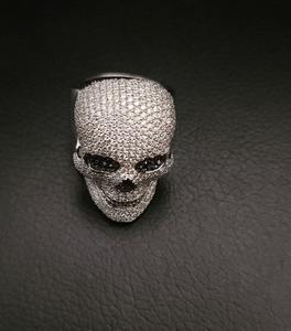 Mejor diseño GRA certificado VVS Moissanite Diamond 925 Sterling Silver Iced Out Skull Hip Hop Ring para raperos Street Wear Fashion - Product Image 4
