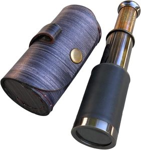 Handheld Brass Telescope Leather Case | Pirate Navigation Marine Antique Spyglass | <b>Tableware</b> 3x-5x Magnification | OEM/ODM - Product Image 3