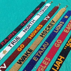 Sangle de sac à bandoulière réglable en perles faites à la main, remplacement de sangle de sac à bandoulière avec des perles décoratives et des clips dorés pour sac à main - Product Image 1