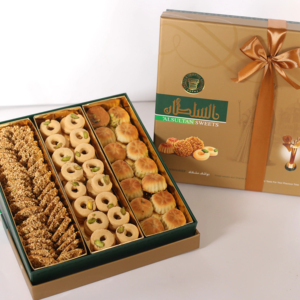 ขนมสุลต่านผสม750gm Nawashif Maamoul Barazek Ghariba ขนม halva เสิร์ฟคุกกี้ Baklava ทำกล่องชา