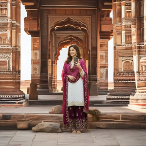 Lancement d'un nouveau look de fête traditionnel de créateur, ensemble salwar kameez et dupatta à séchage rapide - Product Image 1