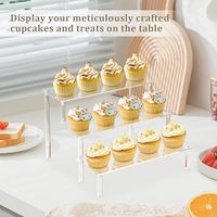 Présentoir transparent Risers Stand Organisateur de parfum Étagères en acrylique de Cologne Étagère à cupcakes à 3 niveaux pour figurines Support pour desserts alimentaires