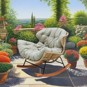 Chaise longue Benely avec coussin, élégante et confortable, en rotin, pour l'ameublement extérieur, villa et hôtel. - Product Image 1