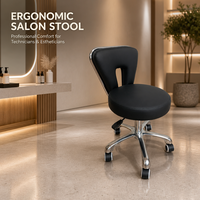 Tabouret de salon ergonomique professionnel à roulettes hydrauliques avec dossier, pivotant à 360°, chaise de technicien réglable pour spa, beauté, manucure