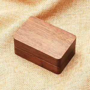 Boîte à bagues en bois vintage pour 2 bagues Cadeau de proposition unique pour les fiançailles et la cérémonie de mariage (intérieur noir) Boîte en bois à 2 fentes - Product Image 5