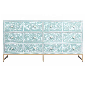 Belle table basse sur mesure avec thème floral complexe en couleurs bleu et blanc pour la décoration de la maison par l'artisanat croissant - Product Image 5