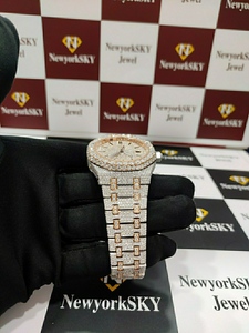 Mouvement automatique mécanique de haute qualité fait à la main VVS Moissanite diamant glacé homme femme montre de luxe en acier inoxydable - Product Image 3